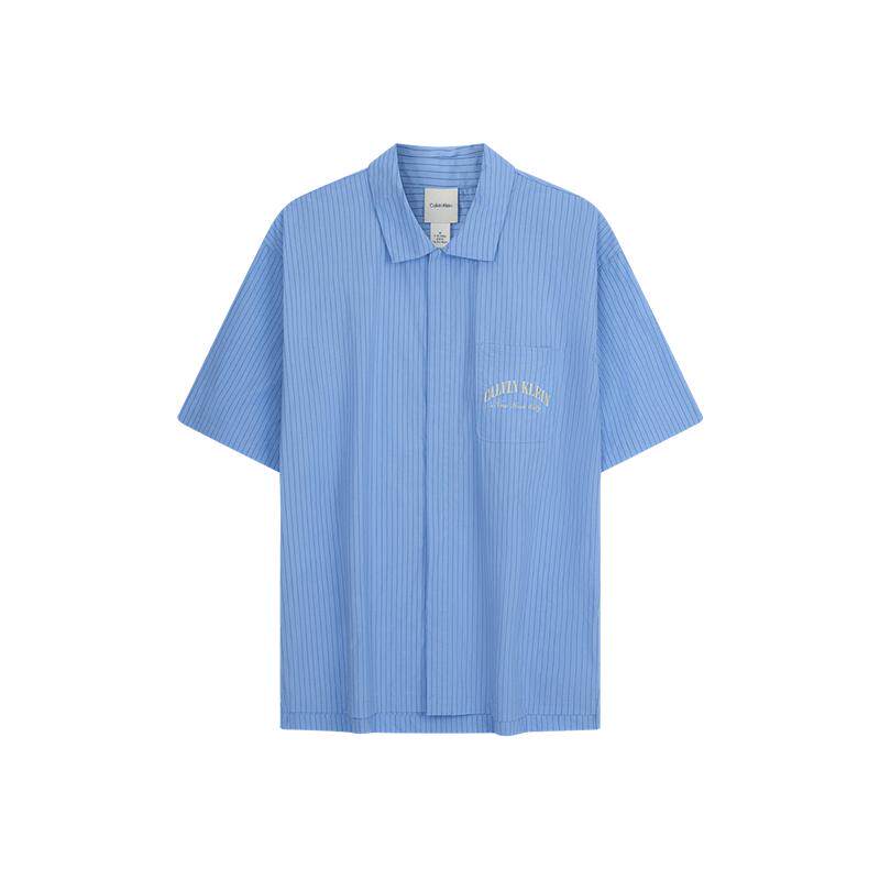 CK男士纯棉府绸条纹短袖家居服