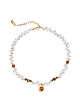 虎眼石天然珍珠项链轻奢小众