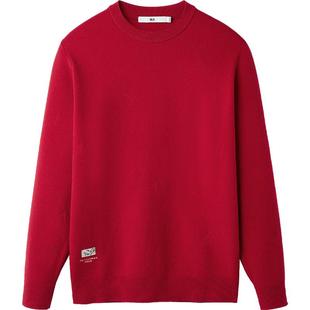 HLA/海澜之家蛇年贺岁长袖针织衫春夏情侣款喜庆红色毛衣男女