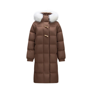 陈都灵同款森马羽绒服女长款三防防风冬季2025新款毛领连帽外套