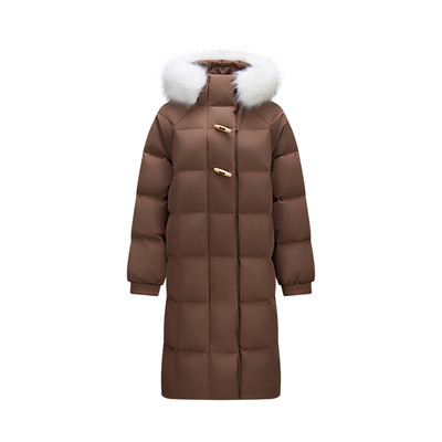 陈都灵同款森马羽绒服女长款三防防风冬季2025新款毛领连帽外套