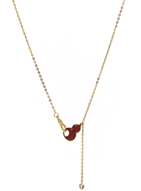 ZOXI轻奢小众不掉色平安喜乐红色葫芦项链流苏2026新款礼物配饰女