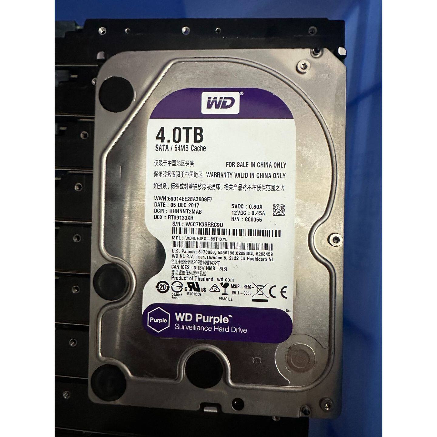 议价可维修西部数据紫盘4TB监控硬盘西部数据WDPurple4TB