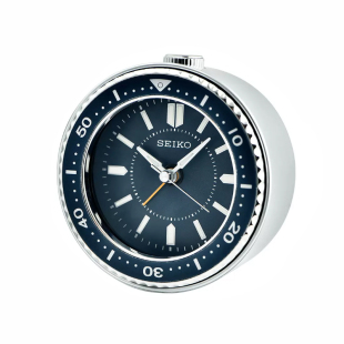 SEIKO日本精工圆形绿水鬼表造型简约静音扫秒贪睡夜灯夜光小闹钟