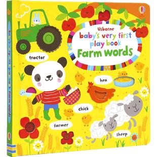 Usborne Baby's very first word book Farm 尤斯伯恩 农场 触摸纸板书 英语启蒙 单词学习 亲子互动  0-3岁 英文原版进口图书