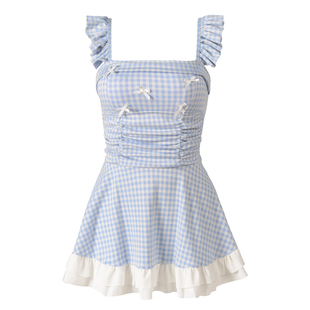 泳衣女款泡温泉高级感连体裙式小胸平胸专用日系高颜值成人小个子