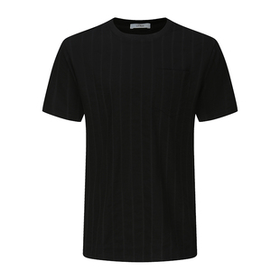 宾度男装春夏季男士竖条纹商务休闲短袖T恤男圆领透气夏季上衣服