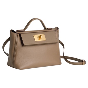 手工制作进口真皮轻奢风凯莉 2424mini镜面五金手提斜挎腋下女包