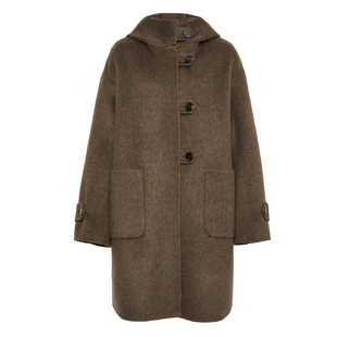 【牦牛绒大衣】indicia标记冬季摩卡棕呢中长款外套 F2D4DY739C