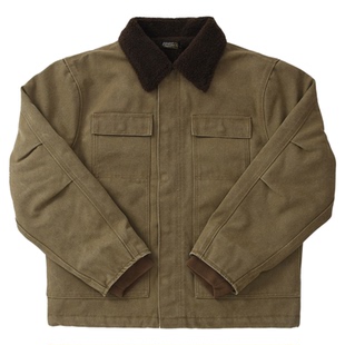 柴米重磅加绒加厚帆布夹克男机车防风羊羔绒工装外套美式复古咔叽