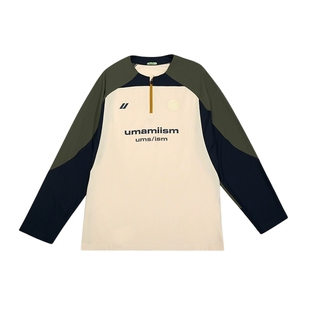 UMAMIISM 有茂密声速干防晒骑行健身运动长袖半拉链训练服球衣T恤