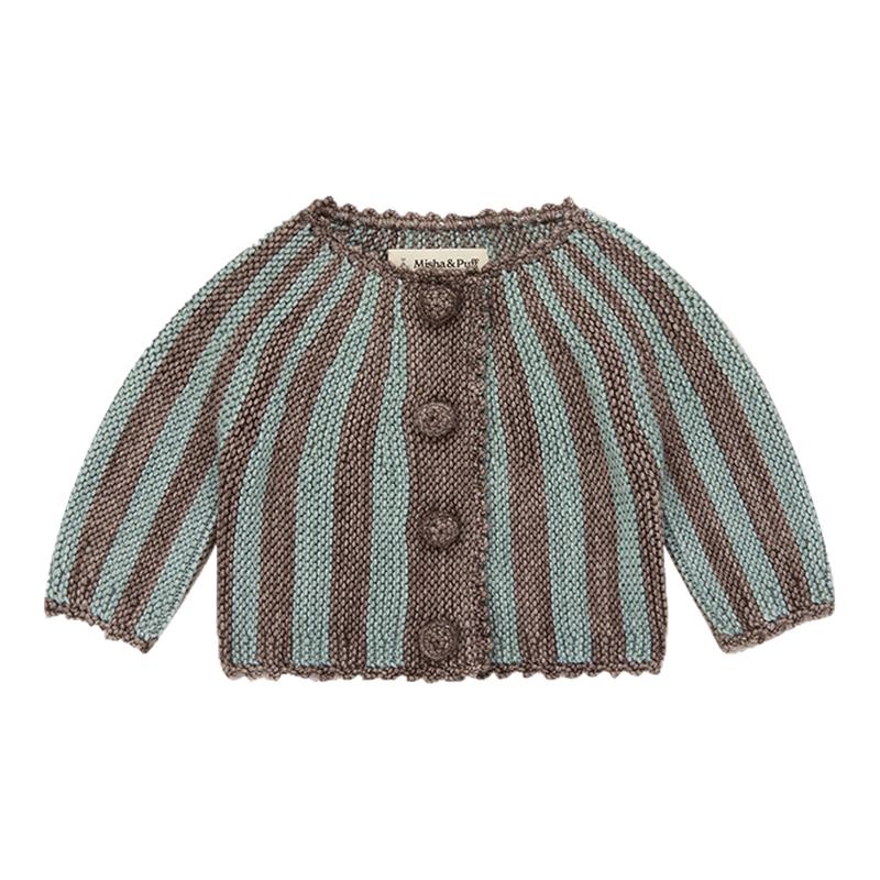 Little Misha Puff FW26秋冬幼童宝宝针织开衫背带裤套装羊毛