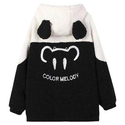 颗粒绒初中女生带帽保暖外套