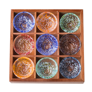 平替款RAMASOON手工烧酒冷酒清酒杯彩色玻璃小茶杯