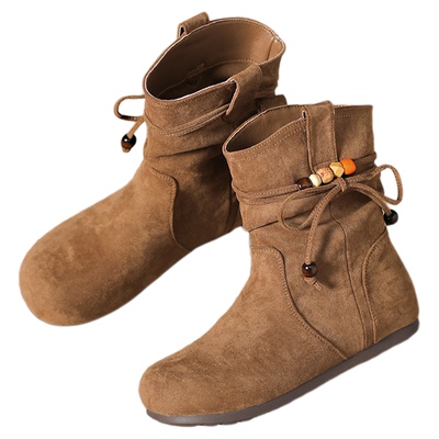 星期六棕色美拉德复古短靴女款