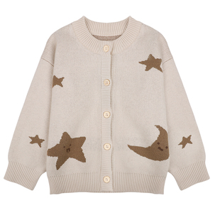 90-150儿童纯棉开衫毛衣男女童针织衫秋冬宝宝一排扣上衣洋气红色