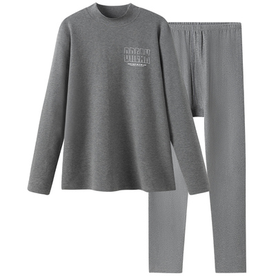 英博伦冬季青少年保暖内衣套装男大童加厚秋衣秋裤纯棉中领棉毛衫