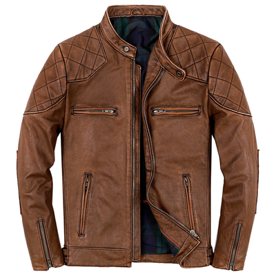 PERCOOL小贝复刻版做旧真皮皮衣