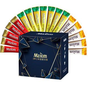 麦馨咖啡Maxim摩卡口味韩国白金麦馨原味咖啡粉缤纷装50条组合装