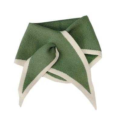 秋冬撞色韩版女几何图案围巾