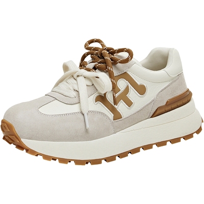 天美意双鞋带复古厚底阿甘德训鞋运动鞋女小白休闲鞋2026春季新款