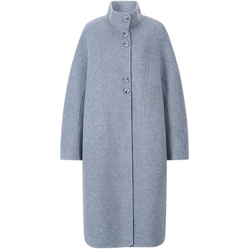 衣香丽影100%全羊毛立领大衣女2025年冬装新款雾霾蓝双面呢子外套