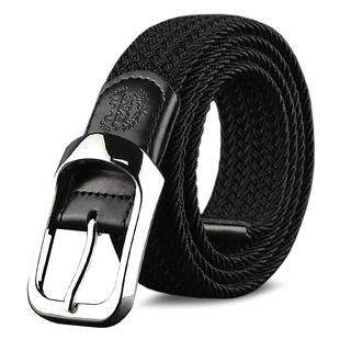 男士编织弹力皮带男潮年轻人学生松紧帆布腰带女百搭休闲牛仔裤带