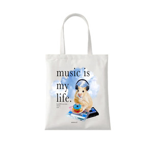 凡他姨【等你下课】数码印花手提帆布包简单百搭学生布袋子情侣包