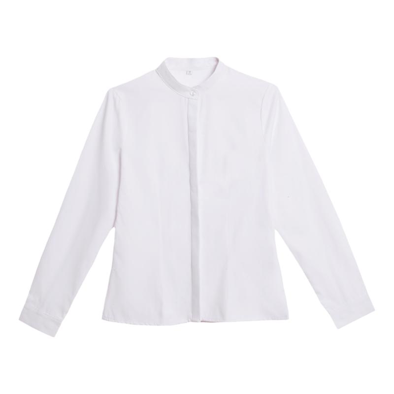 职业立领白衬衫女正装长袖修身型百搭纯色工装服衬衣2025新款百搭