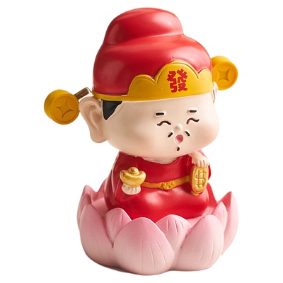 财神爷小摆件办公室工位桌面装饰品治愈情绪招财玄学车载车内摆设