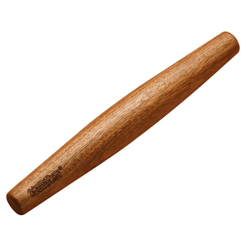 桃花心木搟面杖實(shí)木家用兩頭尖小餃子皮搟面棍大號加長搟面棒神器