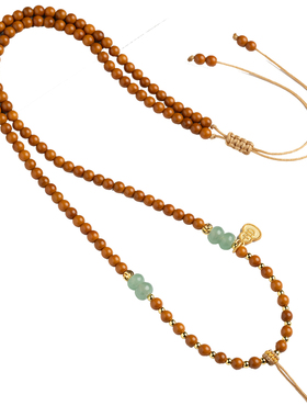 天然橄榄核和田玉原创可调项链