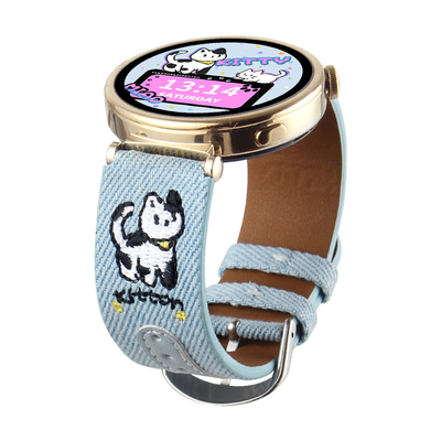 适用vivowatchgt2猫猫刺绣皮表带
