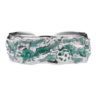 LUXTA 纯银绿冰川戒指 嘻哈男高级感指环 开口可调