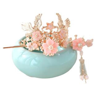 新年儿童汉服马面裙头饰古风流苏步摇发冠公主演出女童古装发簪