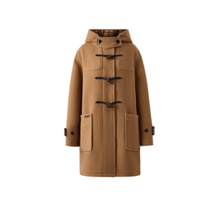 【美丽诺羊毛】Eland衣恋毛呢外套女牛角扣廓形大衣2025冬季新款