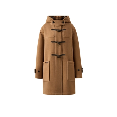 ELAND毛呢外套单排扣连帽含羊毛