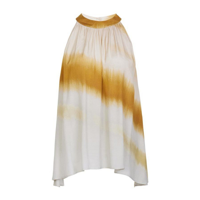 婉甸2026夏季新品日暮黄渐变无袖休闲薄款立领宽松上衣252H03SX2