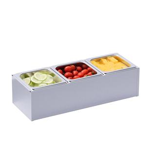 1/6不锈钢份数盆架奶茶店果酱盒分格调料架格子盆底座支架三格4味