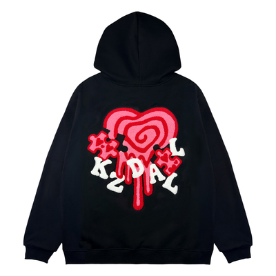 KZDALL爱心拼图毛巾绣卫衣秋冬