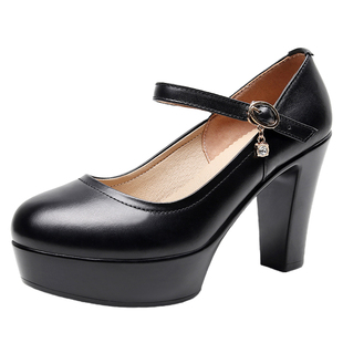 10公分真皮高跟皮鞋黑色牛皮女鞋旗袍秀演出鞋银色圆头舒适模特鞋