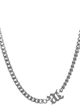 钛钢古巴链字母项链潮牌