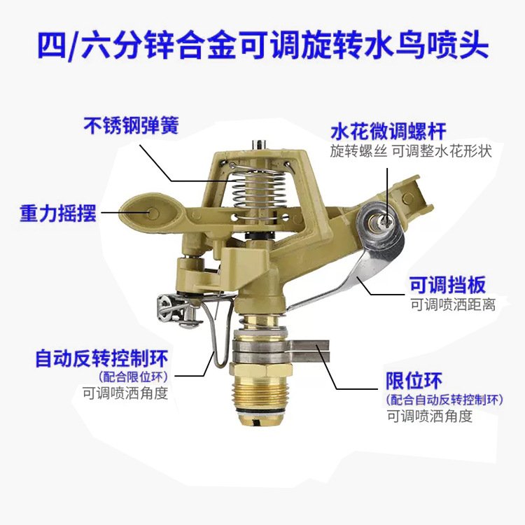 自动旋转花园浇花神器草坪摇臂插跨境艺灌溉园林合金洒水喷头器地