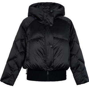 XG雪歌黑色白鸭绒羽绒服时尚冬季新款保暖连帽外套女