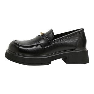 星期六黑色真皮乐福鞋女2026年新款春季jk单鞋英伦风厚底小皮鞋子