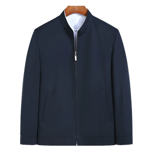 秋装新款男士加大码商务夹克外套中年立领行政上衣肥佬宽松茄克衫