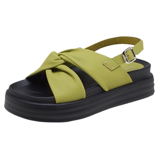 达芙妮绿色厚底凉鞋女2026夏季新款沙滩外穿精致不累脚罗马凉拖鞋