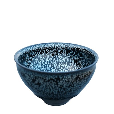 周游黑底银滴点茶盏宋研复古中式