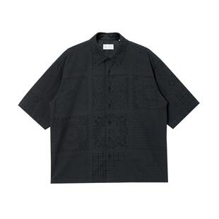 绫致杰克琼斯秋冬男短袖衬衫印花百搭泡泡纱舒适时尚休闲上衣