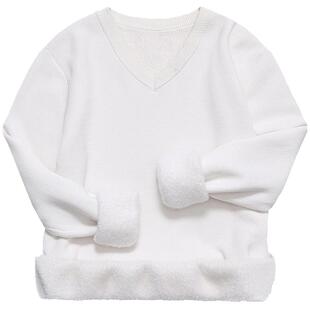 超暖和冬季v领毛衣男加绒长袖针织衫鸡心领一体绒毛衫加厚打底衫